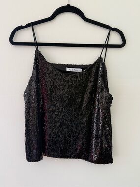 Black Sequin Camisole Top